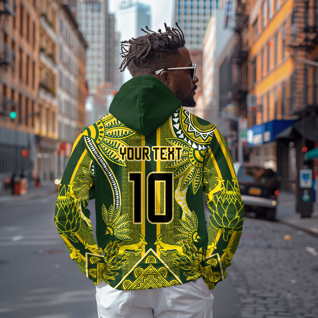 South Africa Rugby Custom Hoodie Springbok with King Protea Inspired by African Heritage