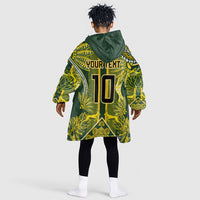 South Africa Rugby Custom Kid Wearable Blanket Hoodie Springbok with King Protea Inspired by African Heritage