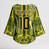 South Africa Rugby Custom Kimono Sleeve Blouse Springbok with King Protea Inspired by African Heritage