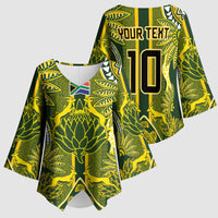 South Africa Rugby Custom Kimono Sleeve Blouse Springbok with King Protea Inspired by African Heritage