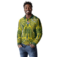 South Africa Rugby Custom Long Sleeve Polo Shirt Springbok with King Protea Inspired by African Heritage
