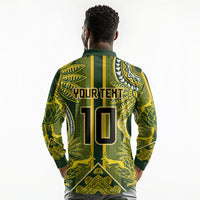 South Africa Rugby Custom Long Sleeve Polo Shirt Springbok with King Protea Inspired by African Heritage