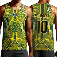 South Africa Rugby Custom Men Tank Top Springbok with King Protea Inspired by African Heritage