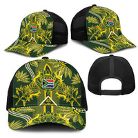 South Africa Rugby Mesh Trucker Cap Springbok with King Protea Inspired by African Heritage