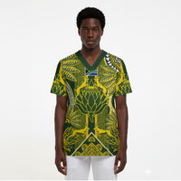 South Africa Rugby Custom Scrub Top Springbok with King Protea Inspired by African Heritage
