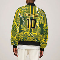 South Africa Rugby Custom Sleeve Zip Bomber Jacket Springbok with King Protea Inspired by African Heritage