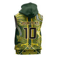 South Africa Rugby Custom Sleeveless Zip Hoodie Springbok with King Protea Inspired by African Heritage