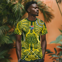 South Africa Rugby Custom T shirt Springbok with King Protea Inspired by African Heritage