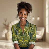 South Africa Rugby Custom Women Casual Shirt Springbok with King Protea Inspired by African Heritage