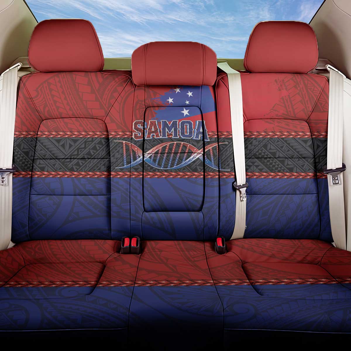 Samoan DNA-Proud of Samoa Back Car Seat Cover Polynesian Patterns - Wonder Print Shop