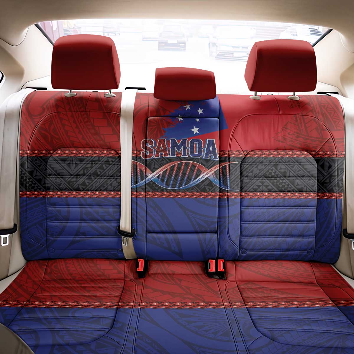 Samoan DNA-Proud of Samoa Back Car Seat Cover Polynesian Patterns - Wonder Print Shop