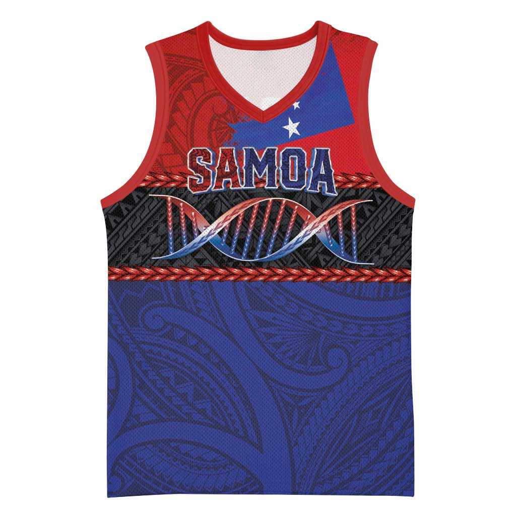 Personalised Samoan DNA-Proud of Samoa Basketball Jersey Polynesian Patterns - Wonder Print Shop