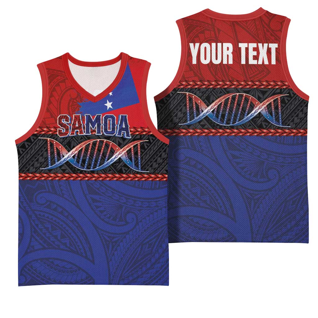 Personalised Samoan DNA-Proud of Samoa Basketball Jersey Polynesian Patterns - Wonder Print Shop