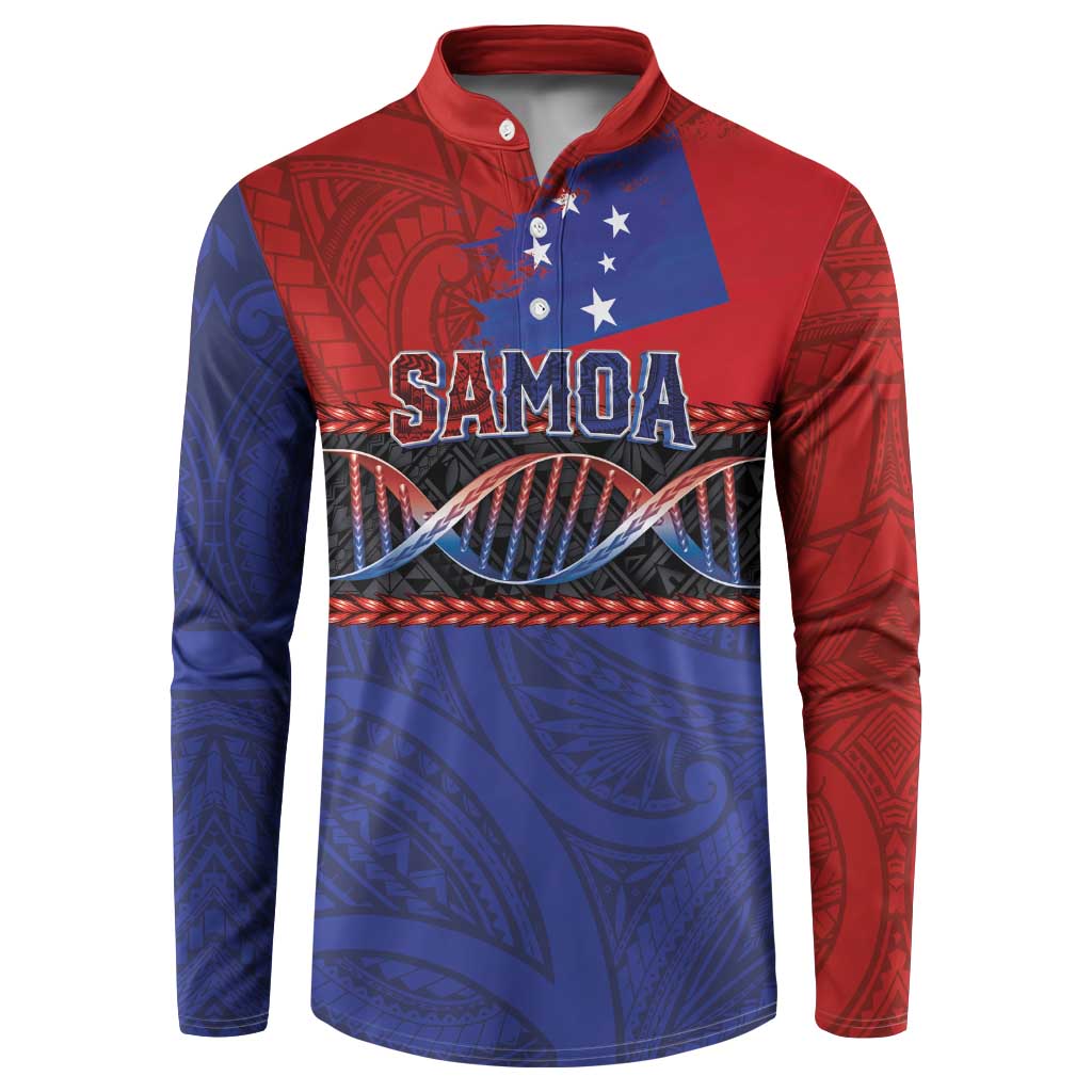 Personalised Samoan DNA-Proud of Samoa Button Sweatshirt Polynesian Patterns - Wonder Print Shop