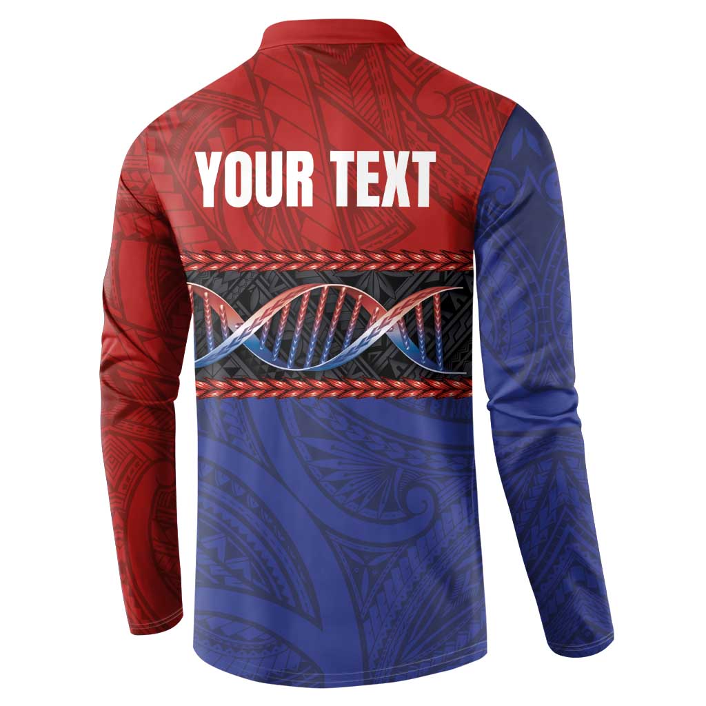 Personalised Samoan DNA-Proud of Samoa Button Sweatshirt Polynesian Patterns - Wonder Print Shop