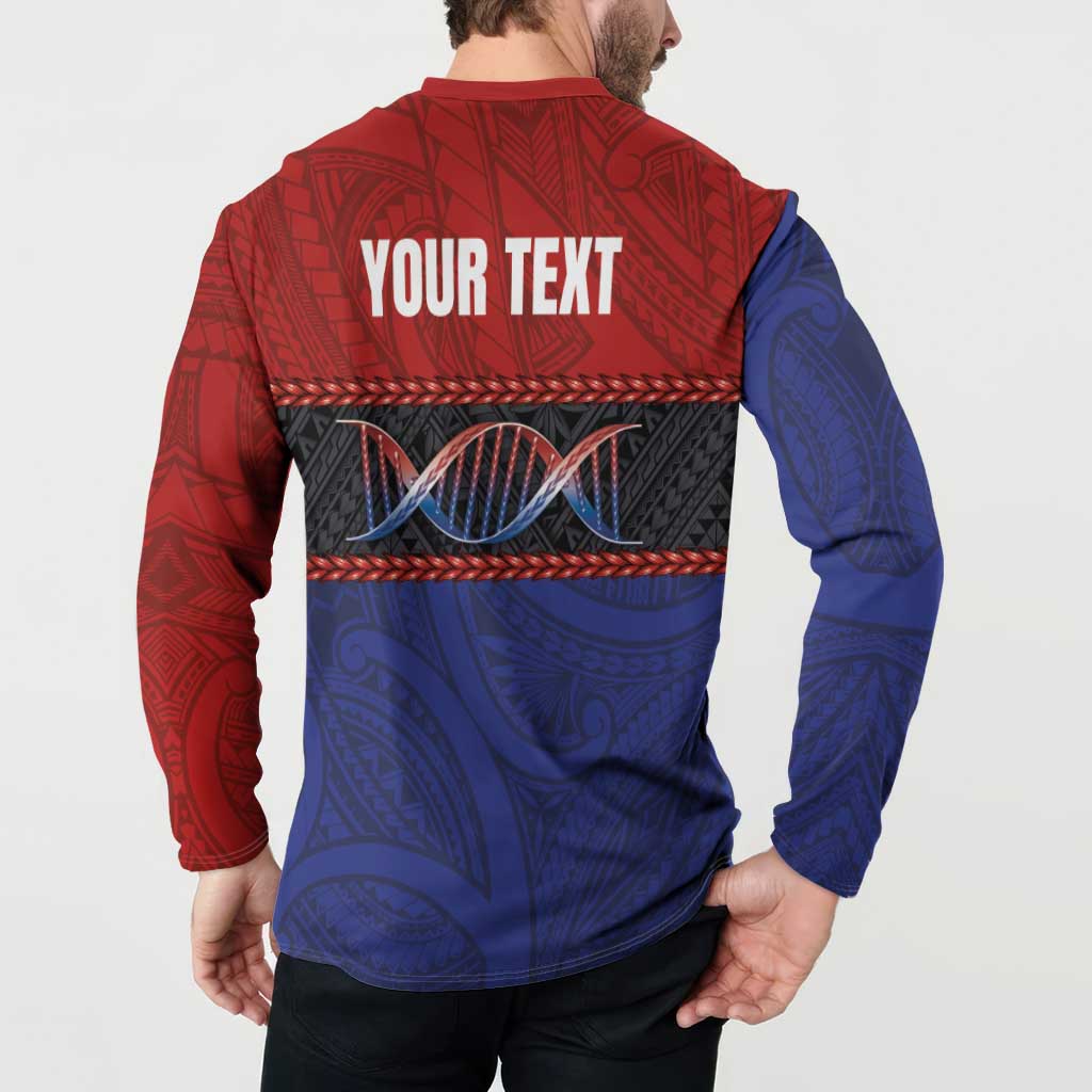 Personalised Samoan DNA-Proud of Samoa Button Sweatshirt Polynesian Patterns - Wonder Print Shop