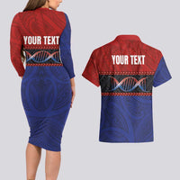 Personalised Samoan DNA-Proud of Samoa Couples Matching Long Sleeve Bodycon Dress and Hawaiian Shirt Polynesian Patterns - Wonder Print Shop