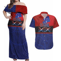 Personalised Samoan DNA-Proud of Samoa Couples Matching Off Shoulder Maxi Dress and Hawaiian Shirt Polynesian Patterns - Wonder Print Shop