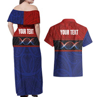 Personalised Samoan DNA-Proud of Samoa Couples Matching Off Shoulder Maxi Dress and Hawaiian Shirt Polynesian Patterns - Wonder Print Shop