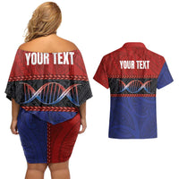 Personalised Samoan DNA-Proud of Samoa Couples Matching Off Shoulder Short Dress and Hawaiian Shirt Polynesian Patterns - Wonder Print Shop
