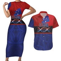 Personalised Samoan DNA-Proud of Samoa Couples Matching Short Sleeve Bodycon Dress and Hawaiian Shirt Polynesian Patterns - Wonder Print Shop