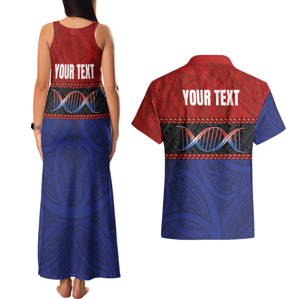 Personalised Samoan DNA-Proud of Samoa Couples Matching Tank Maxi Dress and Hawaiian Shirt Polynesian Patterns - Wonder Print Shop