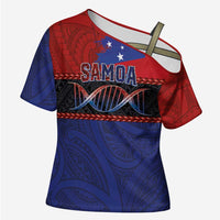 Personalised Samoan DNA-Proud of Samoa Cross Shoulder Shirt Polynesian Patterns - Wonder Print Shop