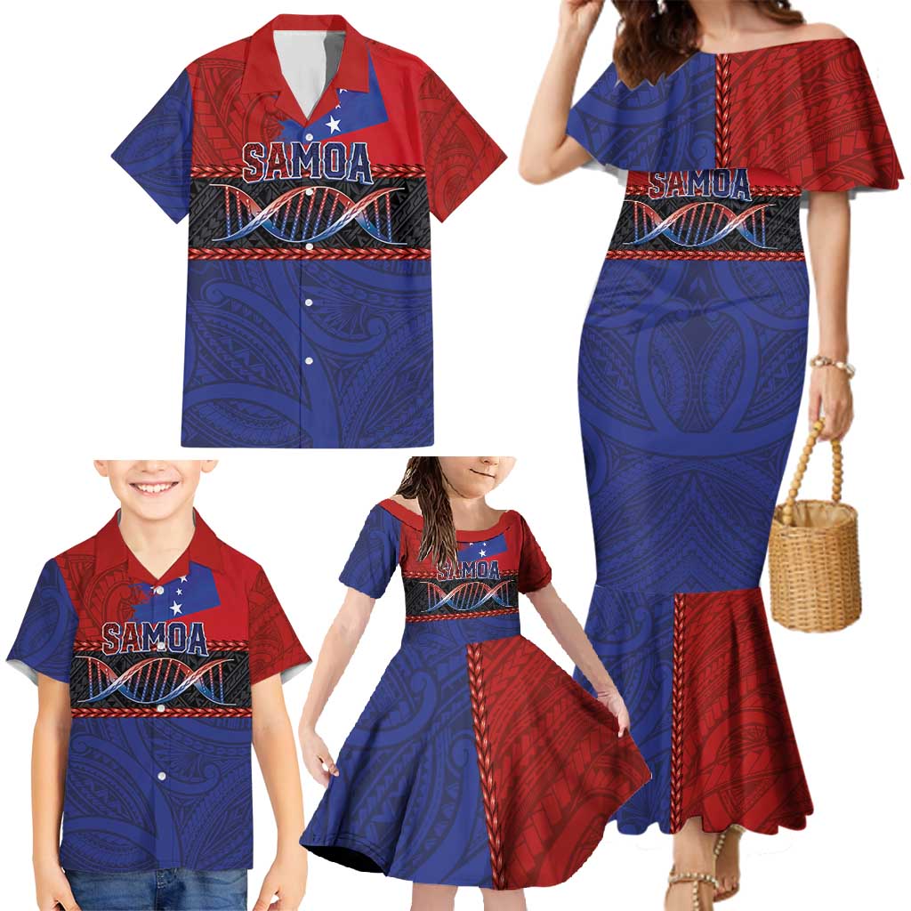 Personalised Samoan DNA-Proud of Samoa Family Matching Mermaid Dress and Hawaiian Shirt Polynesian Patterns - Wonder Print Shop
