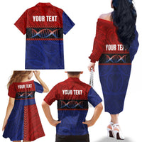Personalised Samoan DNA-Proud of Samoa Family Matching Off The Shoulder Long Sleeve Dress and Hawaiian Shirt Polynesian Patterns - Wonder Print Shop