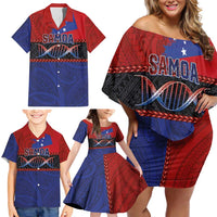Personalised Samoan DNA-Proud of Samoa Family Matching Off Shoulder Short Dress and Hawaiian Shirt Polynesian Patterns - Wonder Print Shop