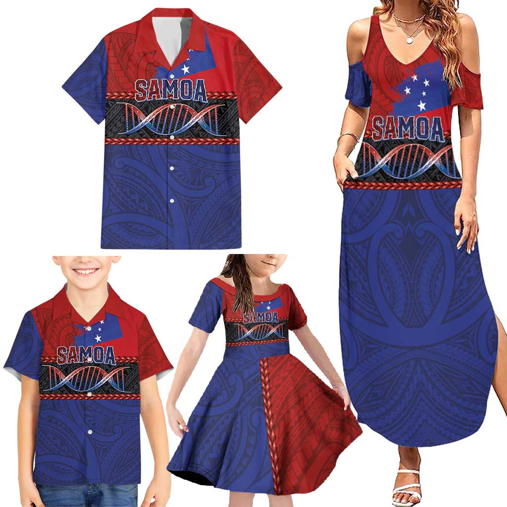 Personalised Samoan DNA-Proud of Samoa Family Matching Summer Maxi Dress and Hawaiian Shirt Polynesian Patterns - Wonder Print Shop