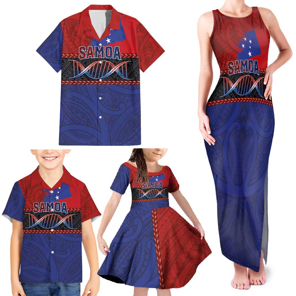 Personalised Samoan DNA-Proud of Samoa Family Matching Tank Maxi Dress and Hawaiian Shirt Polynesian Patterns - Wonder Print Shop
