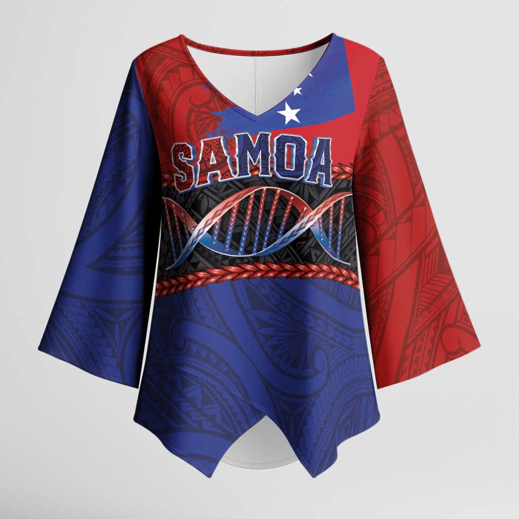 Personalised Samoan DNA-Proud of Samoa Kimono Sleeve Blouse Polynesian Patterns - Wonder Print Shop