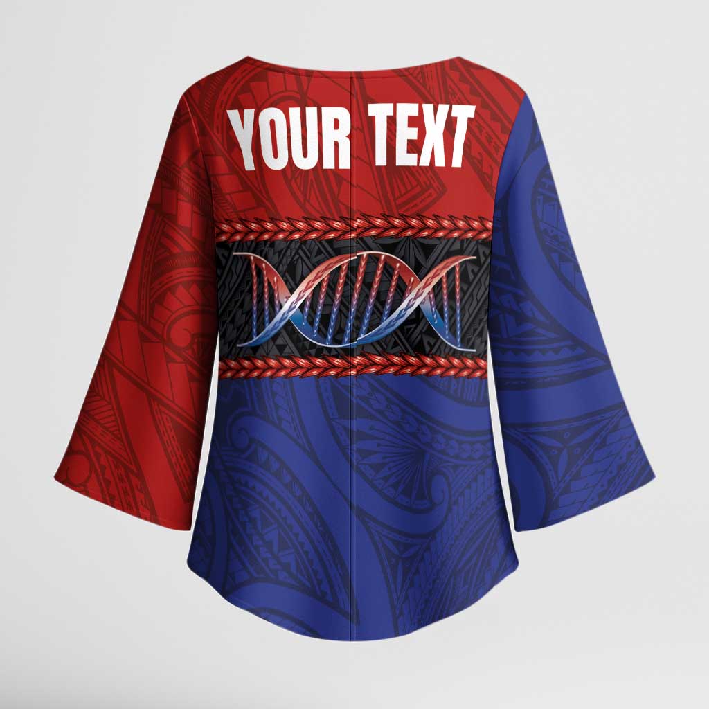 Personalised Samoan DNA-Proud of Samoa Kimono Sleeve Blouse Polynesian Patterns - Wonder Print Shop