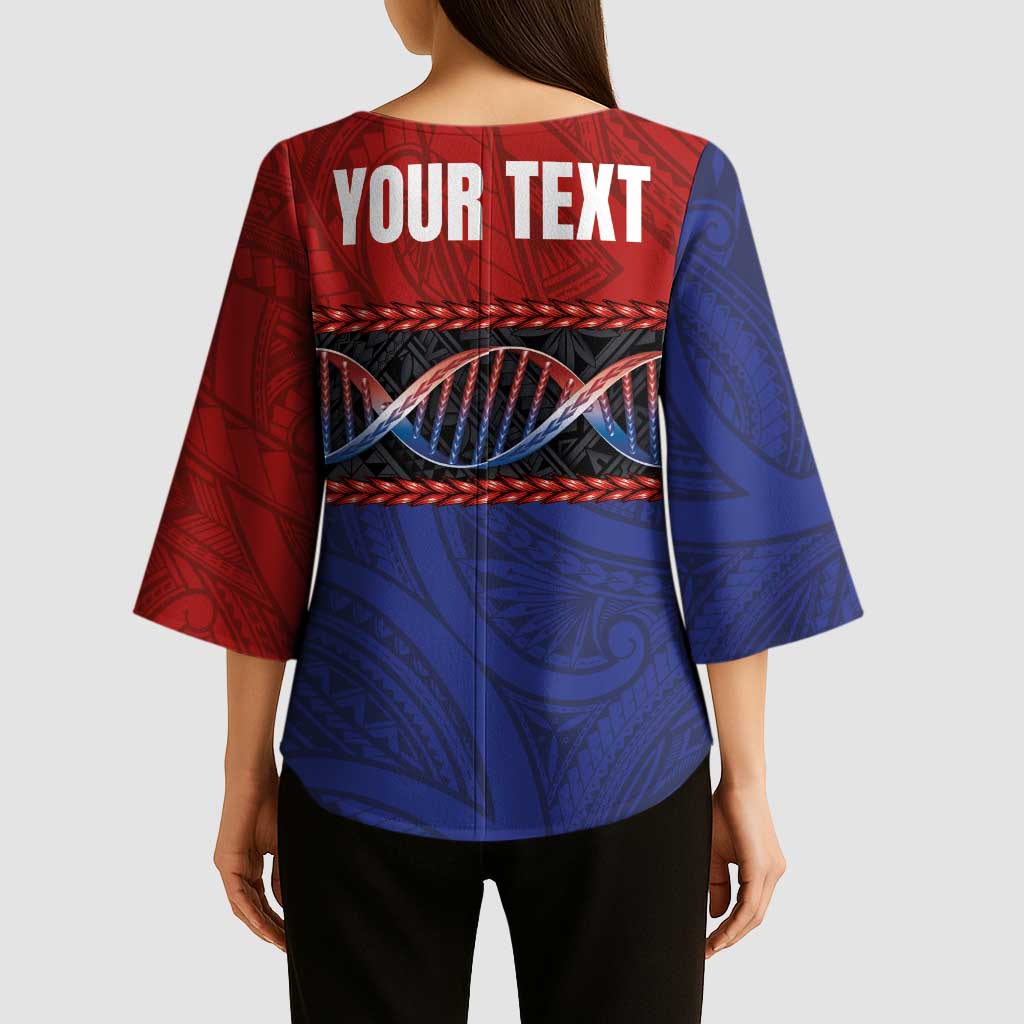 Personalised Samoan DNA-Proud of Samoa Kimono Sleeve Blouse Polynesian Patterns - Wonder Print Shop