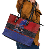 Samoan DNA-Proud of Samoa Leather Tote Bag Polynesian Patterns - Wonder Print Shop