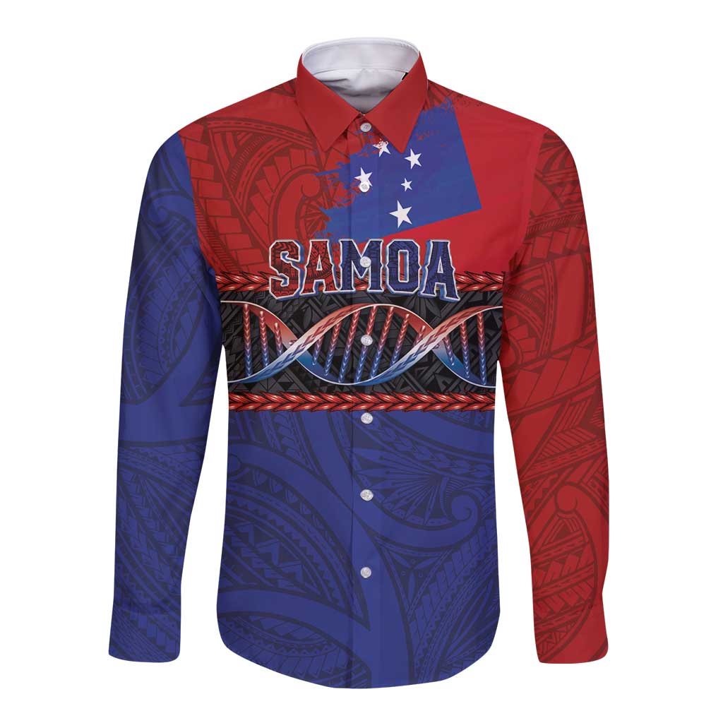 Personalised Samoan DNA-Proud of Samoa Long Sleeve Button Shirt Polynesian Patterns - Wonder Print Shop