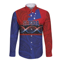 Personalised Samoan DNA-Proud of Samoa Long Sleeve Button Shirt Polynesian Patterns - Wonder Print Shop