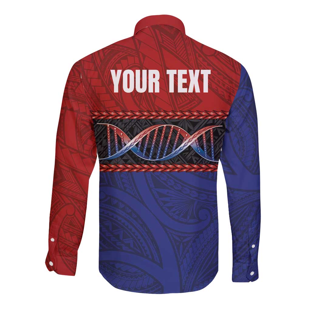 Personalised Samoan DNA-Proud of Samoa Long Sleeve Button Shirt Polynesian Patterns - Wonder Print Shop