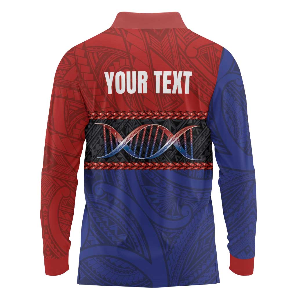Personalised Samoan DNA-Proud of Samoa Long Sleeve Polo Shirt Polynesian Patterns - Wonder Print Shop