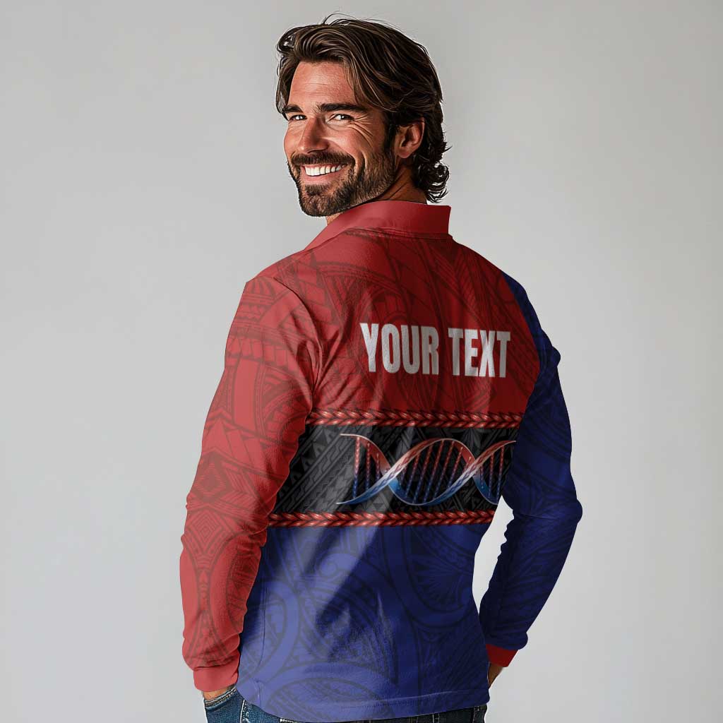Personalised Samoan DNA-Proud of Samoa Long Sleeve Polo Shirt Polynesian Patterns - Wonder Print Shop