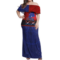 Personalised Samoan DNA-Proud of Samoa Off Shoulder Maxi Dress Polynesian Patterns - Wonder Print Shop