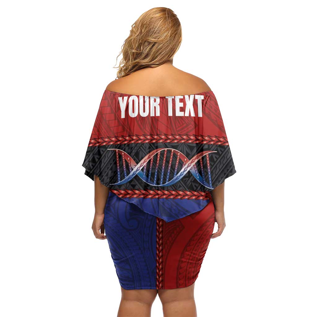 Personalised Samoan DNA-Proud of Samoa Off Shoulder Short Dress Polynesian Patterns - Wonder Print Shop