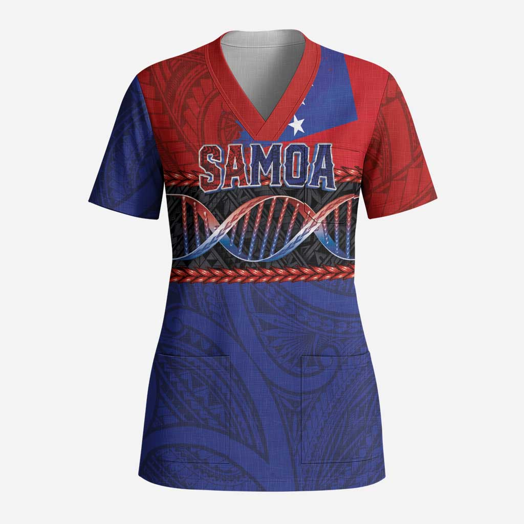 Personalised Samoan DNA-Proud of Samoa Scrub Top Polynesian Patterns - Wonder Print Shop