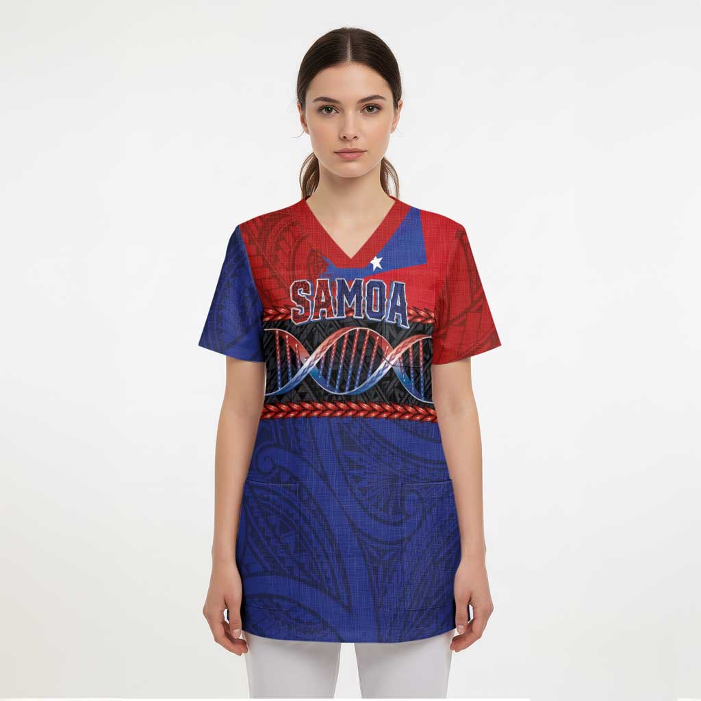 Personalised Samoan DNA-Proud of Samoa Scrub Top Polynesian Patterns - Wonder Print Shop