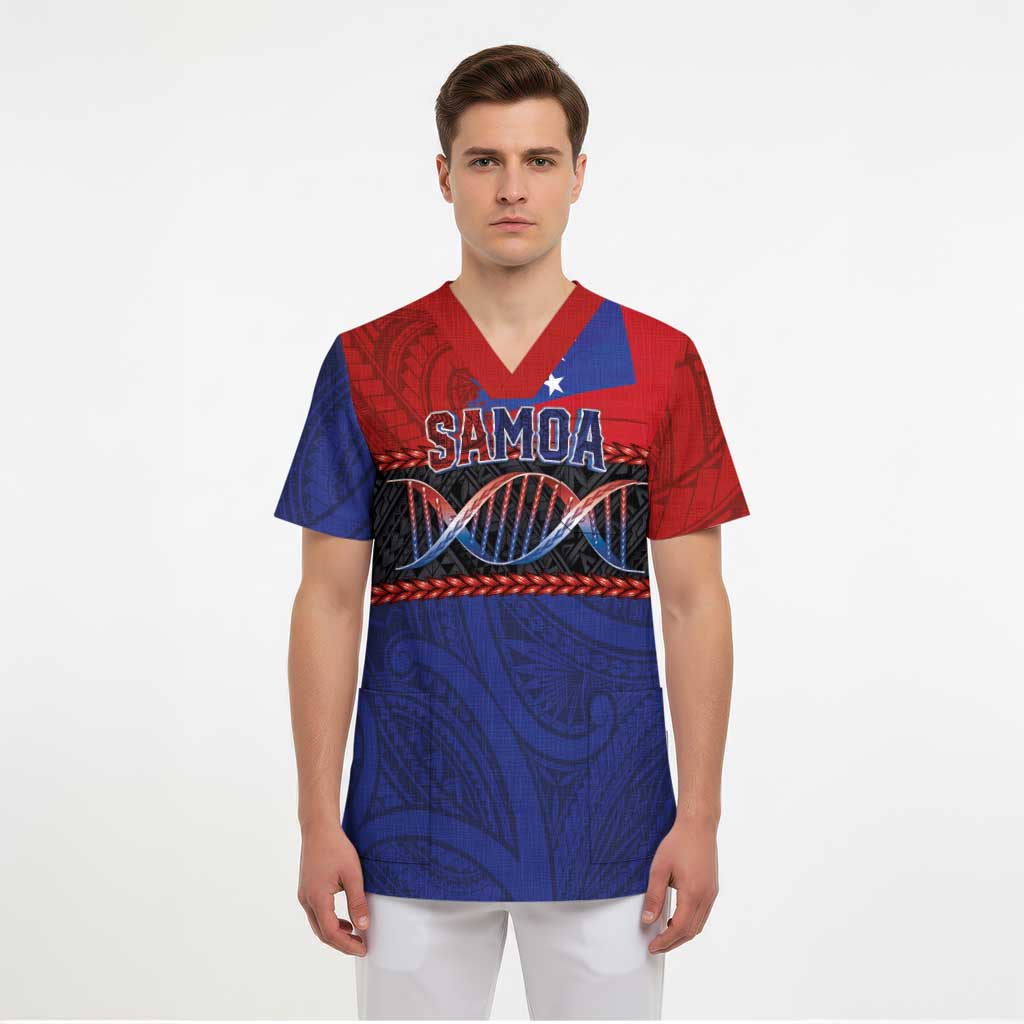 Personalised Samoan DNA-Proud of Samoa Scrub Top Polynesian Patterns - Wonder Print Shop