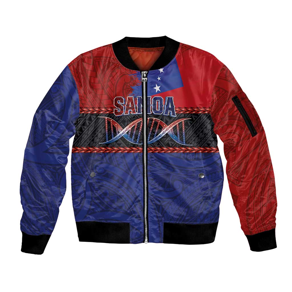 Personalised Samoan DNA-Proud of Samoa Sleeve Zip Bomber Jacket Polynesian Patterns - Wonder Print Shop