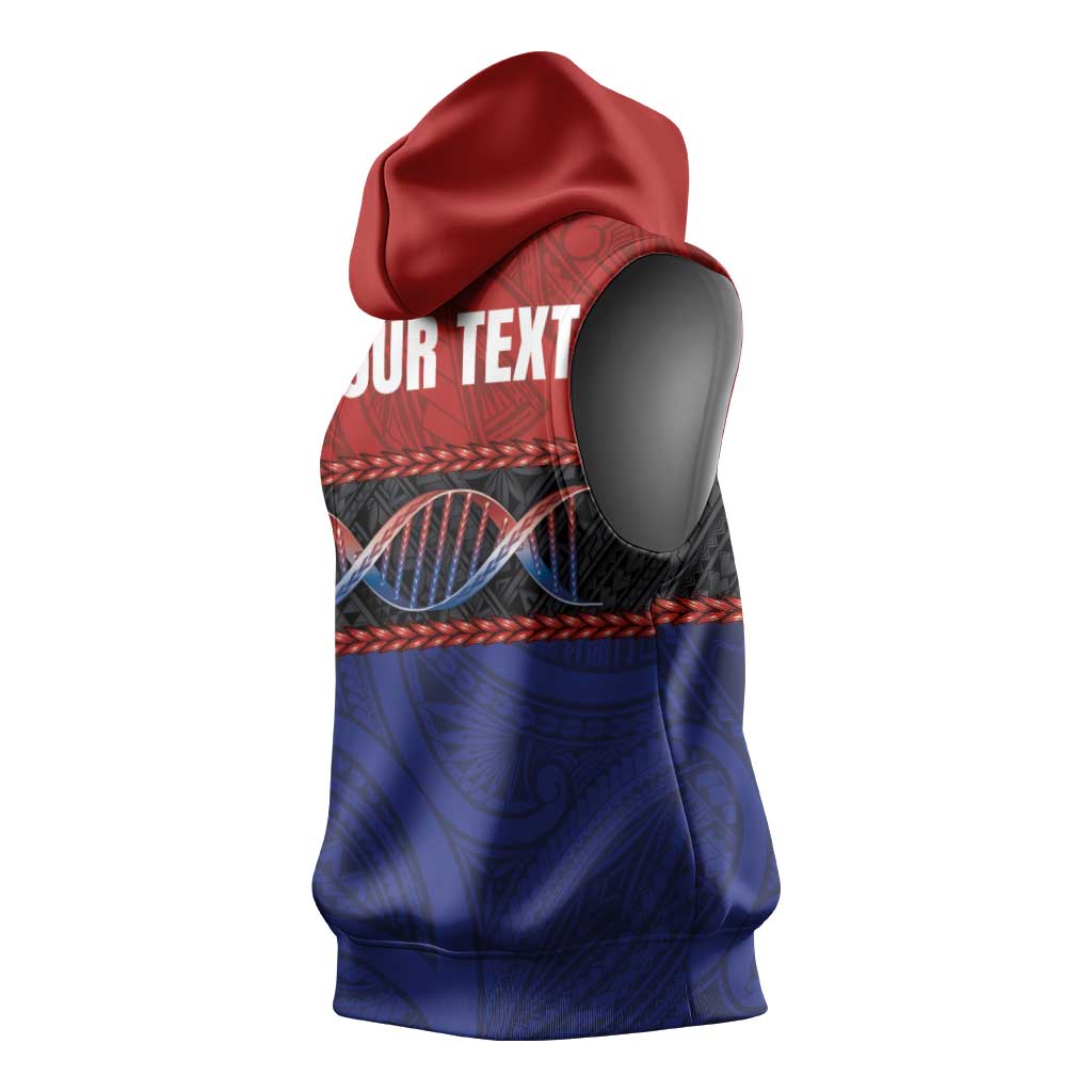Personalised Samoan DNA-Proud of Samoa Sleeveless Hoodie Polynesian Patterns - Wonder Print Shop