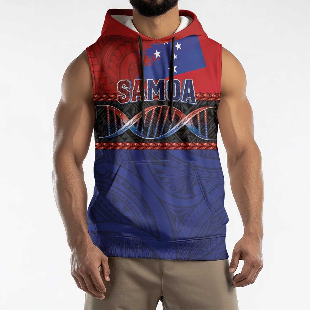 Personalised Samoan DNA-Proud of Samoa Sleeveless Hoodie Polynesian Patterns - Wonder Print Shop