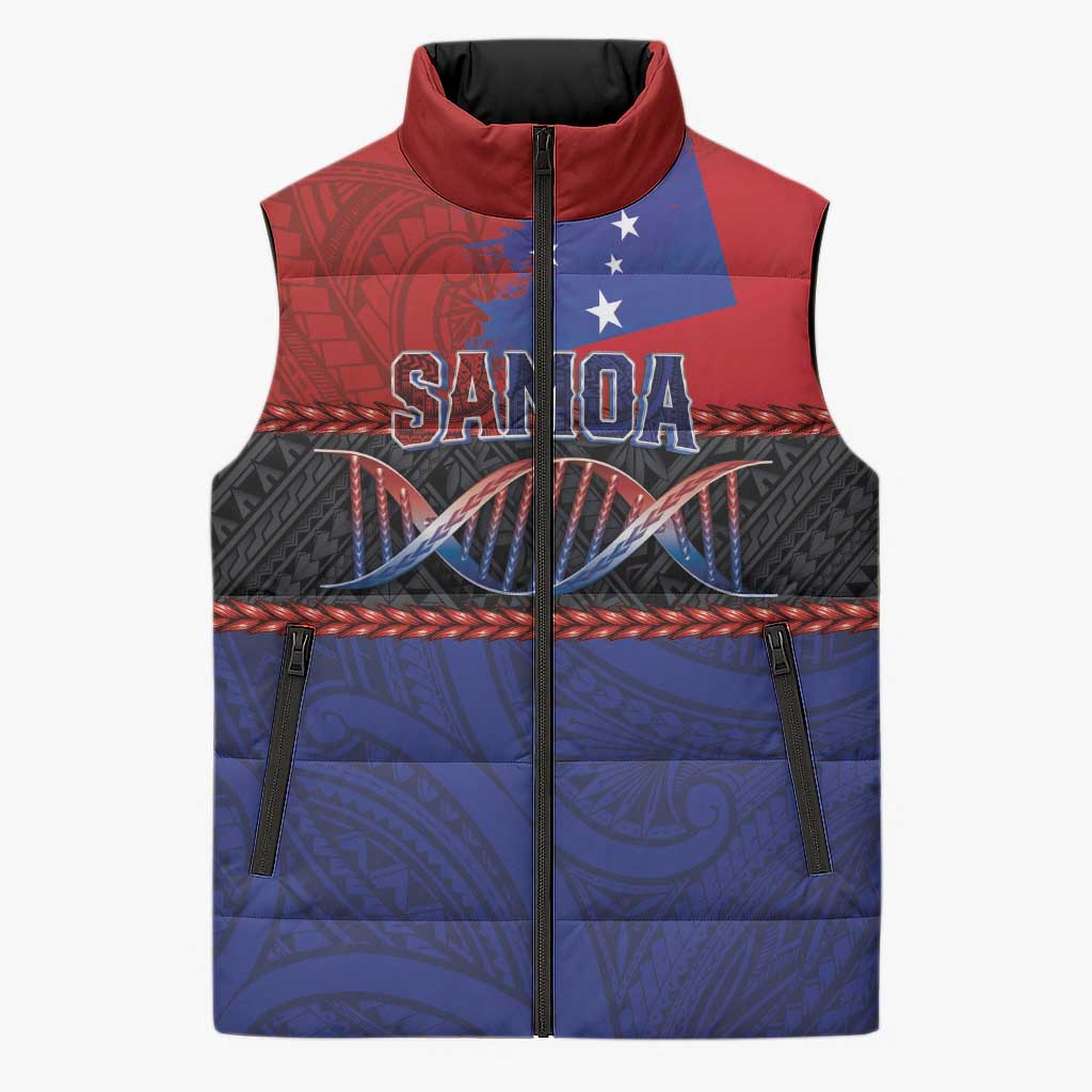 Personalised Samoan DNA-Proud of Samoa Sleeveless Puffer Jacket Polynesian Patterns - Wonder Print Shop
